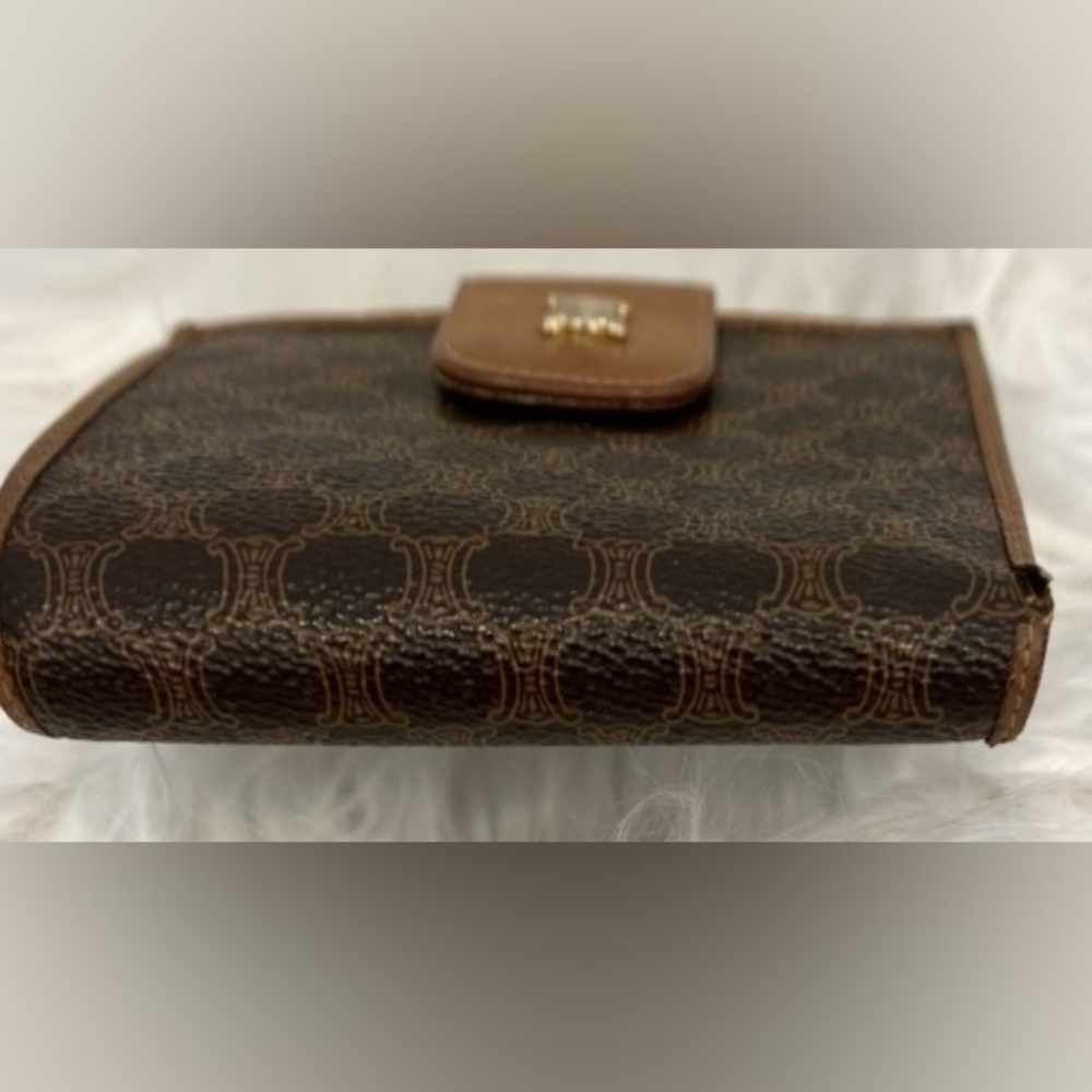 Celine Vintage Paris Kisslock Compact Leather & Canvas Wallet - Picture 8 of 9